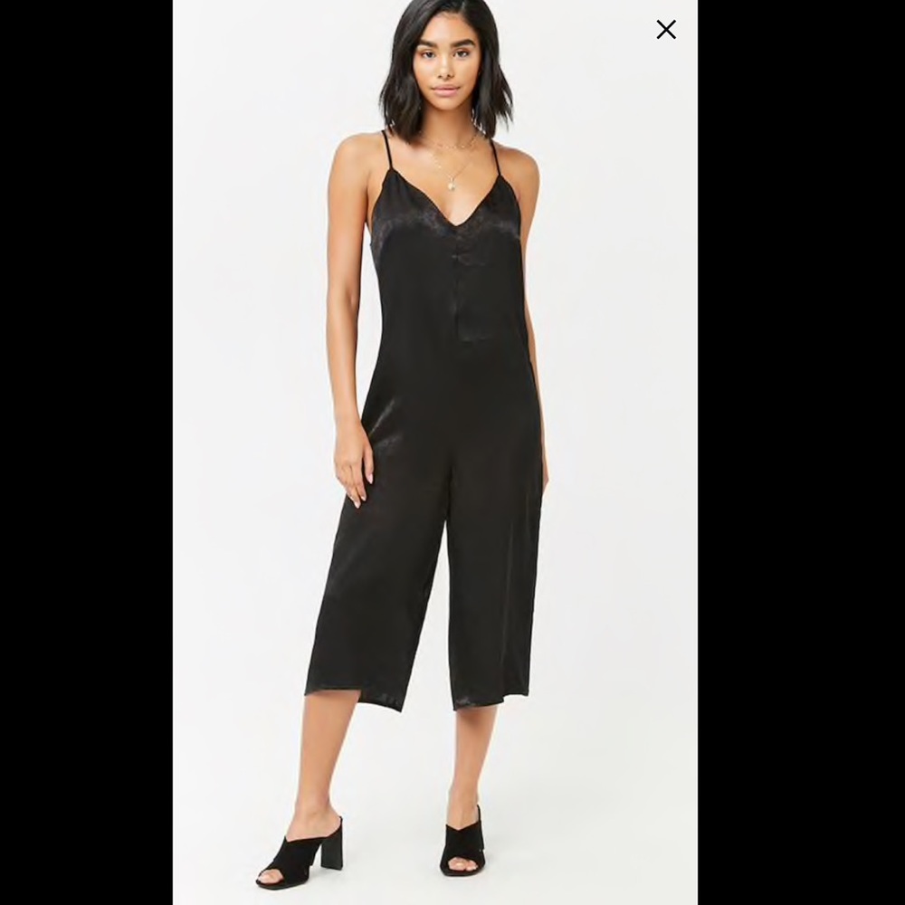 Black satin jumpsuit